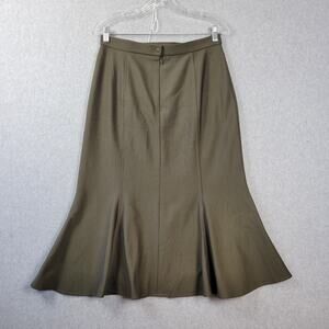 Finnkarelia Finland Wool Blend Olive Green Maxi Panel Flared Skirt Women's 10